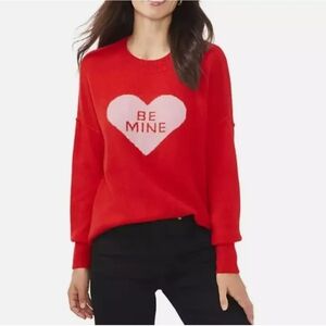 Vince Camuto Ladies L Sweater Red Pink Heart Be Mine Valentines Day